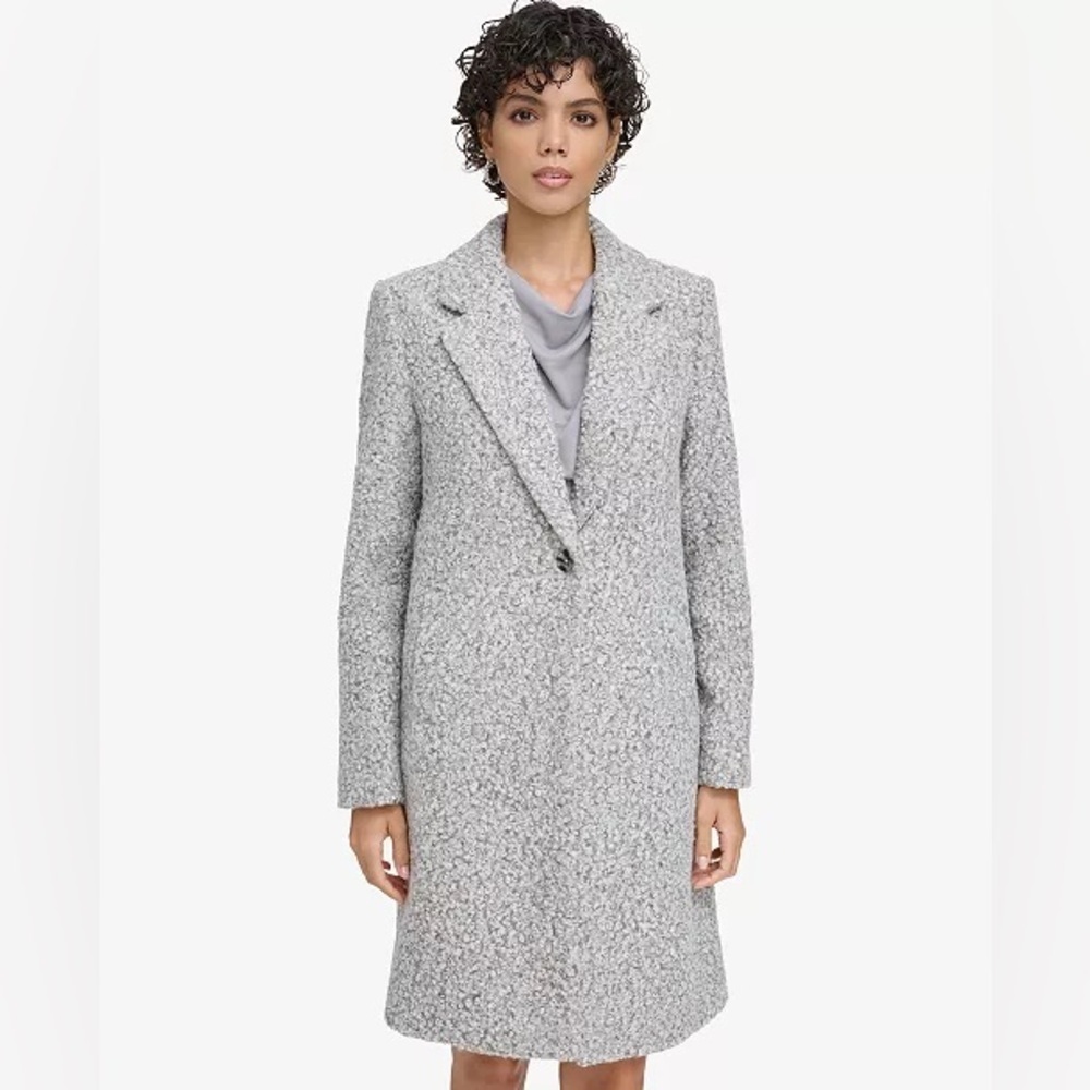 Calvin Klein Petite Bouclé One-Button Topper Jacket